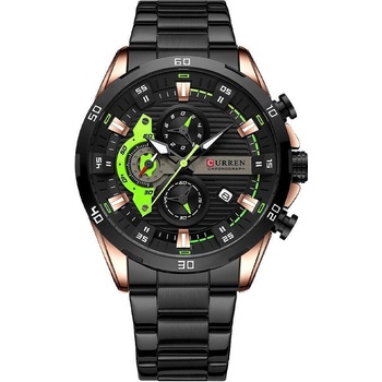 Curren Мъжки часовник Curren Aarox, Хронограф, Неръждаема стомана, Черен / Розово злато (CURREN-8402-BLACK-ROSEGOLD)