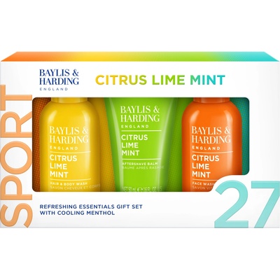 Baylis & Harding Men's Citrus Lime & Mint umývací gél na telo a vlasy 100 ml + umývací gél na tvár 100 ml + balzam po holení 50 ml