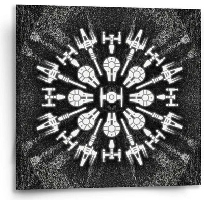 Sablio Obraz Star Wars Vesmírné lodě na šedém abstraktu - 50x50 cm