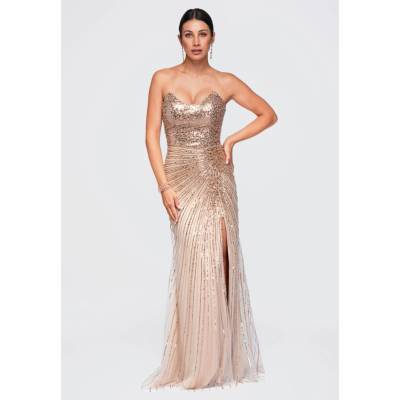 Edoti Maxi šaty LA-OM-DL krémová