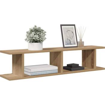 vidaXL Стенни рафтове, 2 бр, дъб артизан, 90x18x20 см, инженерно дърво (856601)