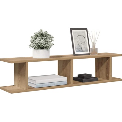 vidaXL Стенни рафтове, 2 бр, дъб артизан, 90x18x20 см, инженерно дърво (856601)