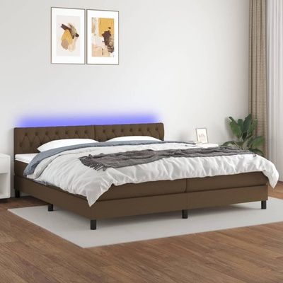 vidaXL 11461.3133424 Boxspring postel s matrací a LED tmavě hnědá textil