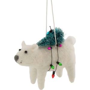 Sass & Belle Текстилна Коледна украса 12 cm Polar Bear with Christmas Lights - Sass & Belle (FELTXM233)
