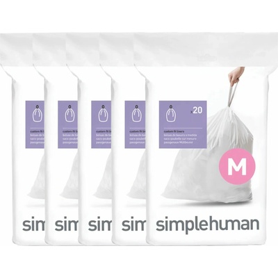 Simplehuman sáčky do odpadkového koše 45 l typ M zatahovací 100 ks 30 µm CW0173CP