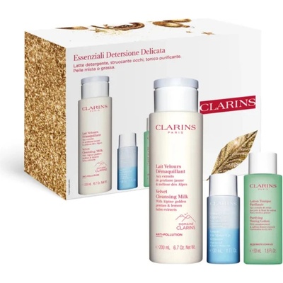 Clarins CLARINS SET (SAMETOVÉ ČISTIACE MLIEKO 200 ml + Okamžitý odličovač očí 30 ml + PURIFYING TONING LOTION 50 ml)