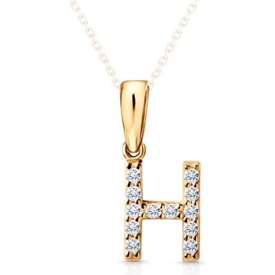 SAVICKI Висулка с буква h savicki: жълто злато, цирконий
