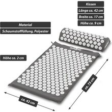 MAXXIVA Akupresurní podložka s polštářem 75 x 42 cm šedá