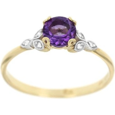 Zlatnictví U Kostela Diamantový prsten s ametystem 834Yf