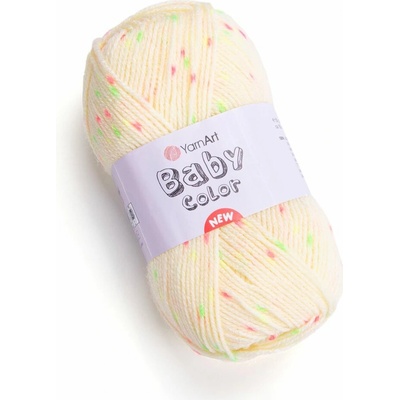 Yarn Art příze Baby Color 219 vanilková s neon růžovou, žlutou, zelenou