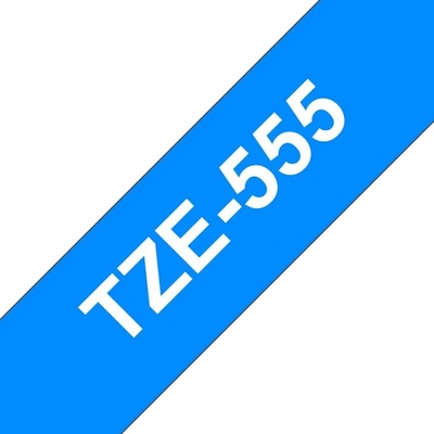 Brother TZe-555, bílý tisk na modré, šířka 24 mm, laminovaná TZE555