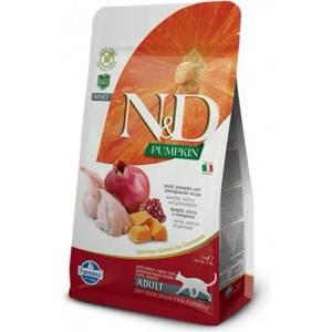 Farmina N&d cat grain free pumpkin quail & pomegranate adult - пълноценна храна за котки над 1 година, с тиква, пъдпъдък и нар - 1500 гр pnd0150014