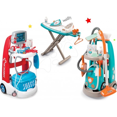 Smoby set lekársky vozík elektronický a upratovací vozík s vysávačom a doplnkami 340202-1