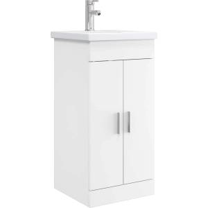 vidaXL Баня с мивка Бяло 42 x 40 x 84, 5 см Инженерна дървесина (890672)