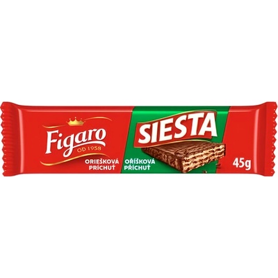 Figaro Siesta oplatka v mléčné čokoládě náplní s lískooříškovou příchutí 45 g