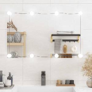 vidaXL Стенно огледало с LED лампи 50x80 см стъкло правоъгълно (3189156)