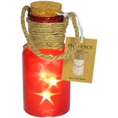 TORO Dekorační sklenice 5 LED PROVENCE 20cm červená