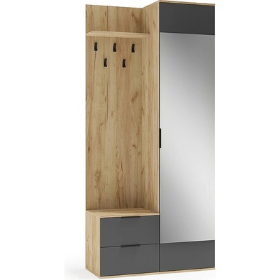 Halmar Портманто с огледало coral златен дъб / антрацит