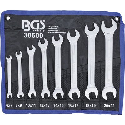 BGS technic Klíče ploché otevřené, dvoustranné, 6-22 mm, sada 8 dílů v obalu - BGS 30600