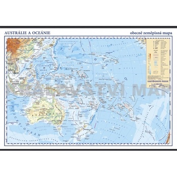 Austrálie a Oceánie - školní obecně zeměpisná mapa