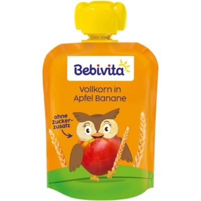 Bebivita Плодова закуска Bebivita - Пълнозърнеста спелта с ябълка и банан, 90 g