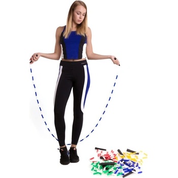 Vinex Скачащо въже, с мъниста, синьо/бяло 240 см vinex