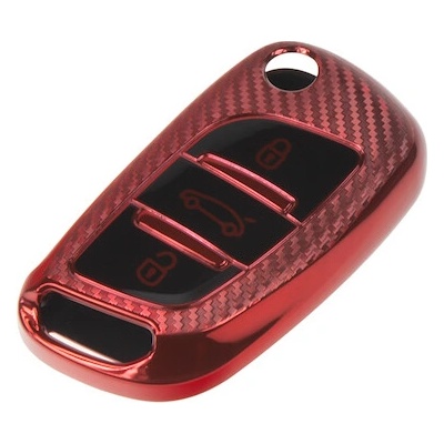 TPU obal pro klíč Peugeot, Citroen, 3-tlačítkový, carbon červený, 484PG118CR