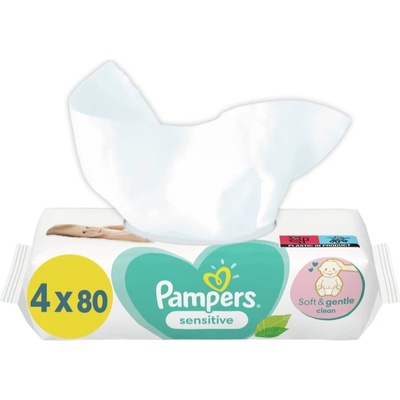 Pampers Sensitive мокри почистващи кърпички за деца за чувствителна кожа 4x80 бр