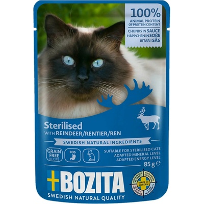BOZITA Sterilised Masové kousky v omáčce se sobem 85 g