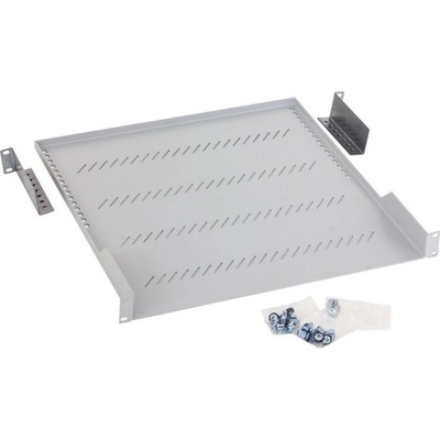 TRITON Police s perforací 19", 1U/750mm, nosnost 40kg, šedá