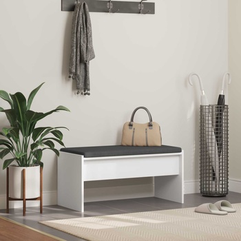 vidaXL Пейка за коридор с възглавница Бяло 80 x 38 x 46 см (891552)