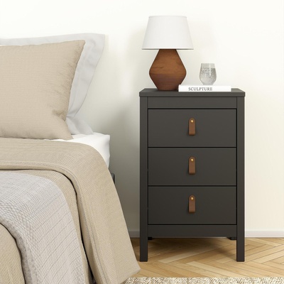 Нощен шкаф Мадрид с 3 чекмеджета Черен мат