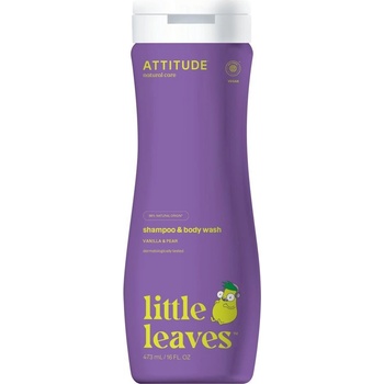 ATTITUDE Little leaves detské telové mydlo a šampón 2 v 1 s vôňou vanilky a hrušky 473 ml
