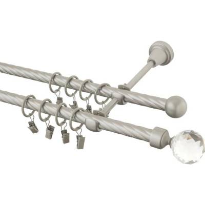 GARNÝŽE-HEBR Garnýž kroucená Koule crystal chrom mat dvojitá 170 cm