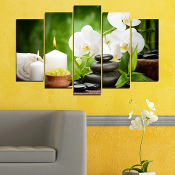 Vivid Home Картини пана Vivid Home от 5 части, Цветя, Канава, 110x65 см, Стандартна форма №0451