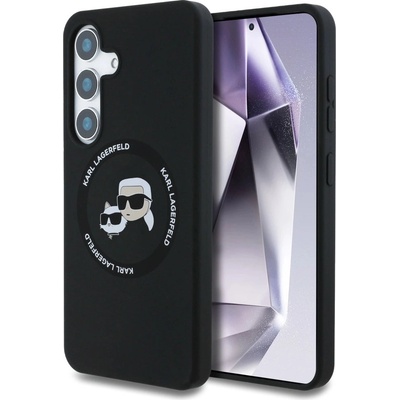 KARL LAGERFELD Силиконов калъф Double Heads And Circle MagSafe Samsung Galaxy S25 Plus черен (3666339450168)