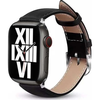 Crong Noble Band кожена каишка за Apple Watch 42/44/45/49 мм, черна (CRG-44NOB-BLK) (CRG-44NOB-BLK)