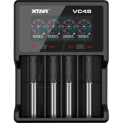XTAR Зарядно у-во XTAR VC4SL, 4 гнезда, LCD дисплей, USB, LiIon & NIMH, 18650, CR123, AA, AAA