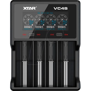 XTAR Зарядно у-во XTAR VC4SL, 4 гнезда, LCD дисплей, USB, LiIon & NIMH, 18650, CR123, AA, AAA Зарядно за батерии