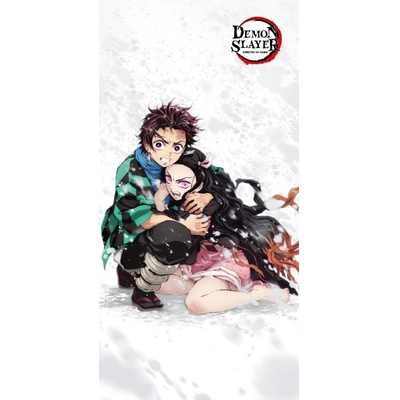 Halantex Plážová osuška Zabiják démonů Demon Slayer motív Tanjiro a Nezuko 70 x 140 cm