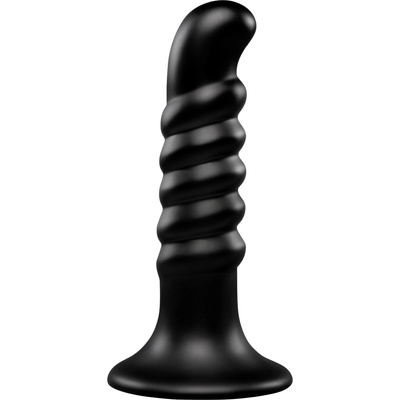b-Vibe Krush Curved & Ribbed Dildo with Suction Cup 9.5" Black