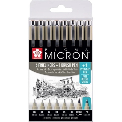 Technické linery SAKURA Pigma Micron, 7+1 ks