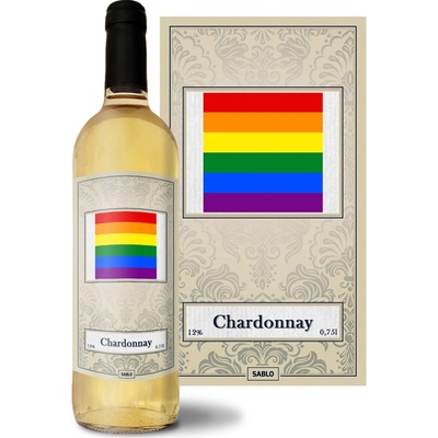 Sablio Dúhová vlajka Chardonnay biele suché víno 12 % 0,75 l (čistá fľaša)