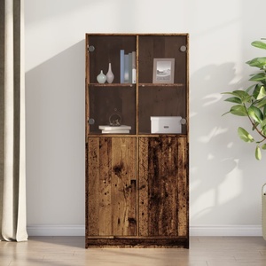 vidaXL Висок шкаф, старо дърво, 68x37x142 см, инженерно дърво (3318722)