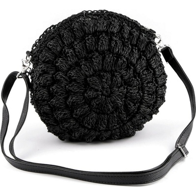 Háčkovaná kabelka z rafie lýka se zipem crossbody černá