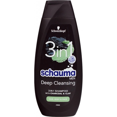 Schauma Men šampón Charcoal & Clay 3 v 1 400 ml