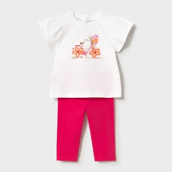 Mayoral Комплект бяла тениска колело и червен клин за бебе момиче Mayoral