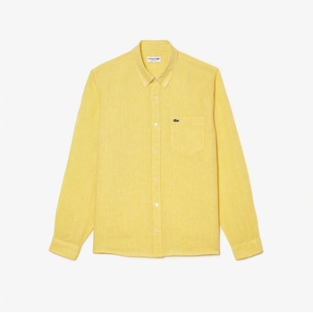 Lacoste Regular-Fit Linen Shirt - Yellow