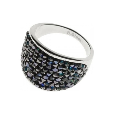 Aktual Ocelový prsten s krystaly Crystals from Swarovski BERMUDA BLUE LV1001 BB