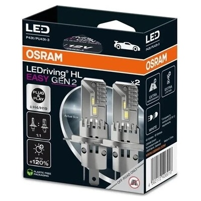 OSRAM HL EASY Gen 2 H4/H19 - 64193DWESY2 - 6500K - 25W - 12V (6918) - комплект 2бр (64193DWESY2)